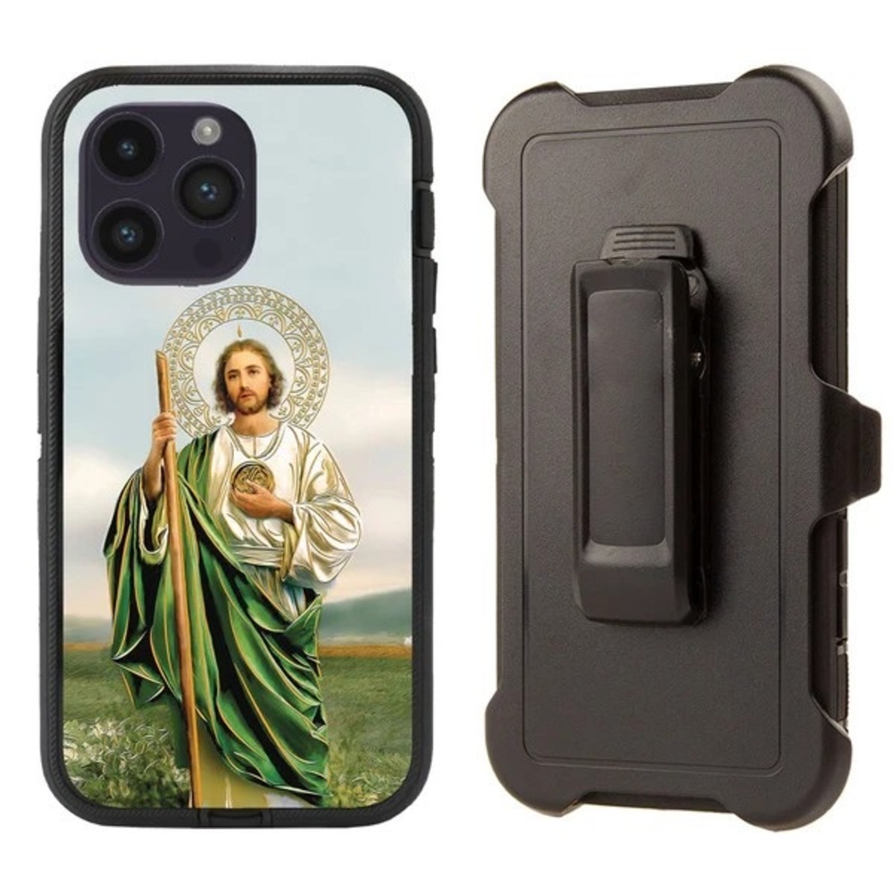 For iPhone 11 - 17 ProMax San Juda St.Jude Rugged Heavy Duty Phone Clip Case